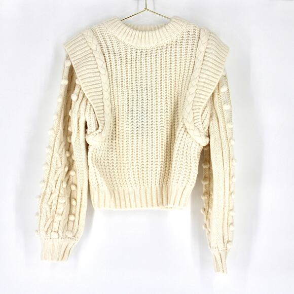 FARM Rio Sweaters - FARM RIO Braided Chunky Knit Sweater Off White Womens Size Medium NEW